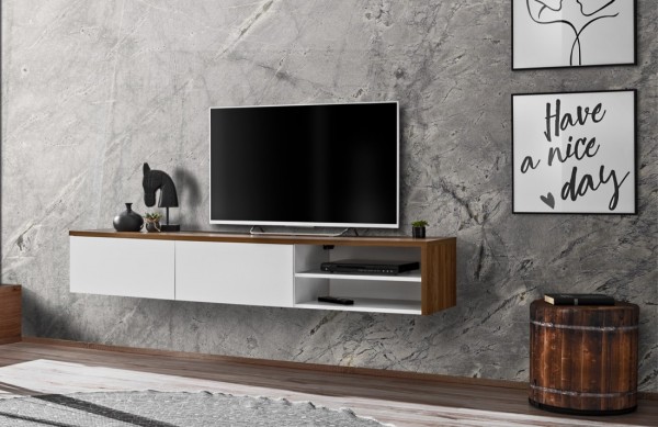 FORMERA Wandschrank Davos AV weiß/Eiche Sterling, TV-Schrank, TV-Hängeschrank