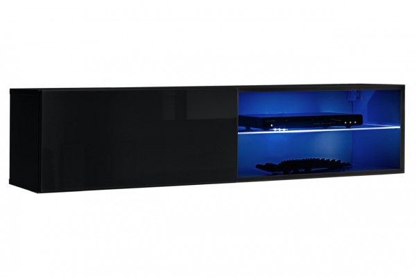 FORMERA Wandschrank Sydney LED AV 4, Hochglanz weiß/schwarz, TV-Schrank, TV-Board, Lowboard