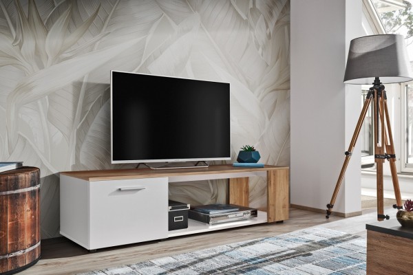 FORMERA TV-Möbel Mailand 1 AV weiß/Eiche, TV-Schrank, TV-Lowboard, TV-Boards, Hifi-/TV-Möbel