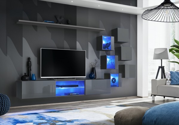 FORMERA Sydney 21 LED AV anthrazit Hochglanz, Schrankwand, Mediawand, Wohnwand modern