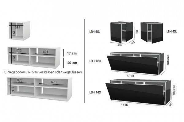 Anbau-Elemente 'Varianto LBH Highboard"