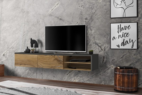 FORMERA Wandschrank Davos AV Eiche/anthrazit, TV-Schrank, TV-Hängeschrank